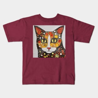 Gustav Klimt Style Cat with Magnificent Whiskers Kids T-Shirt